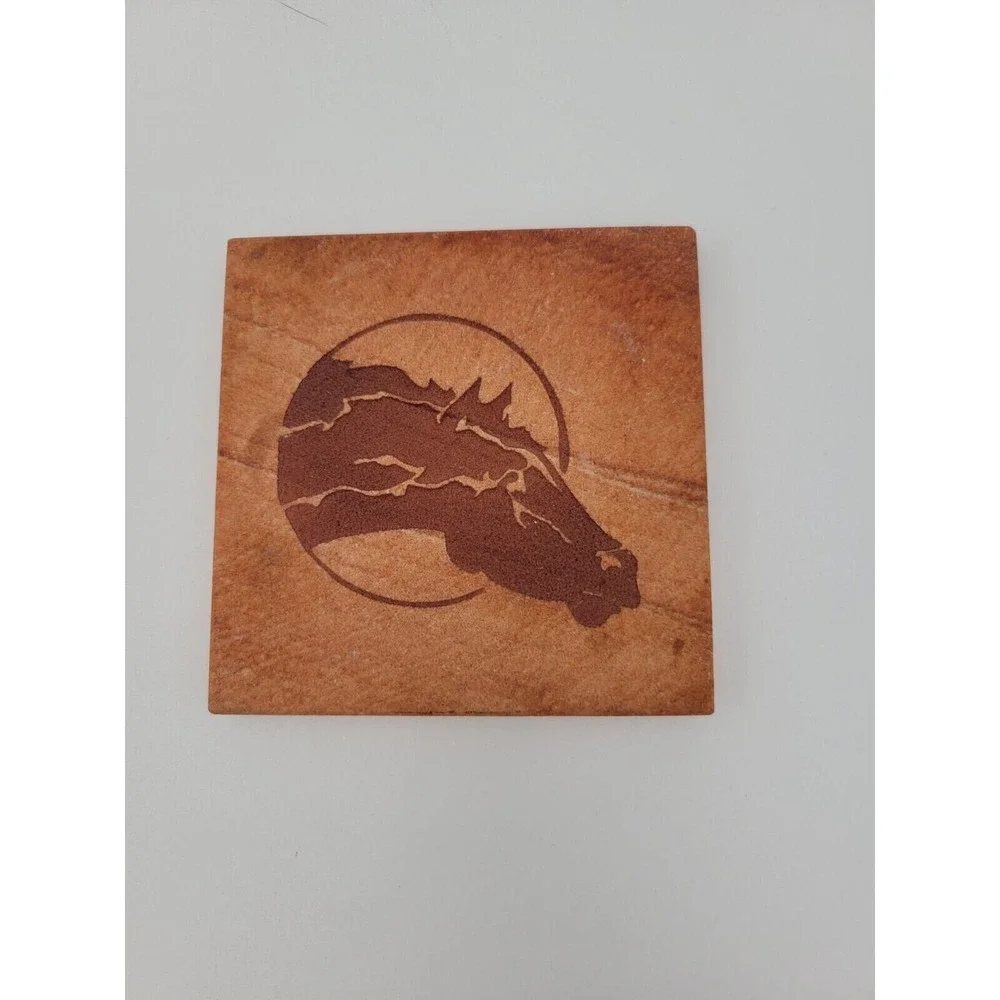Vintage Sandstone Coasters Set Of 4 Horse‎ Head Design 3.5